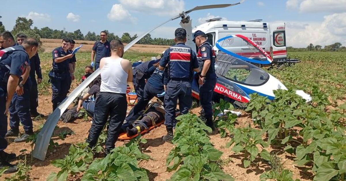 Adana'da Jandarma Cayrokopteri Araziye Sert İniş Yaptı