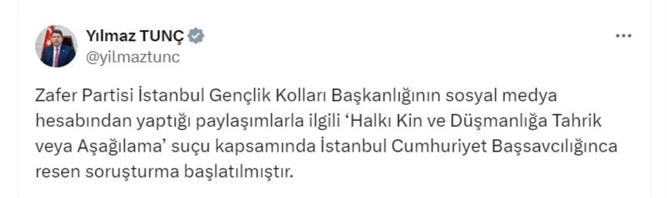 Zafer Partisi'ne Adalet Bakanlığı Soruşturması Başlatıldı