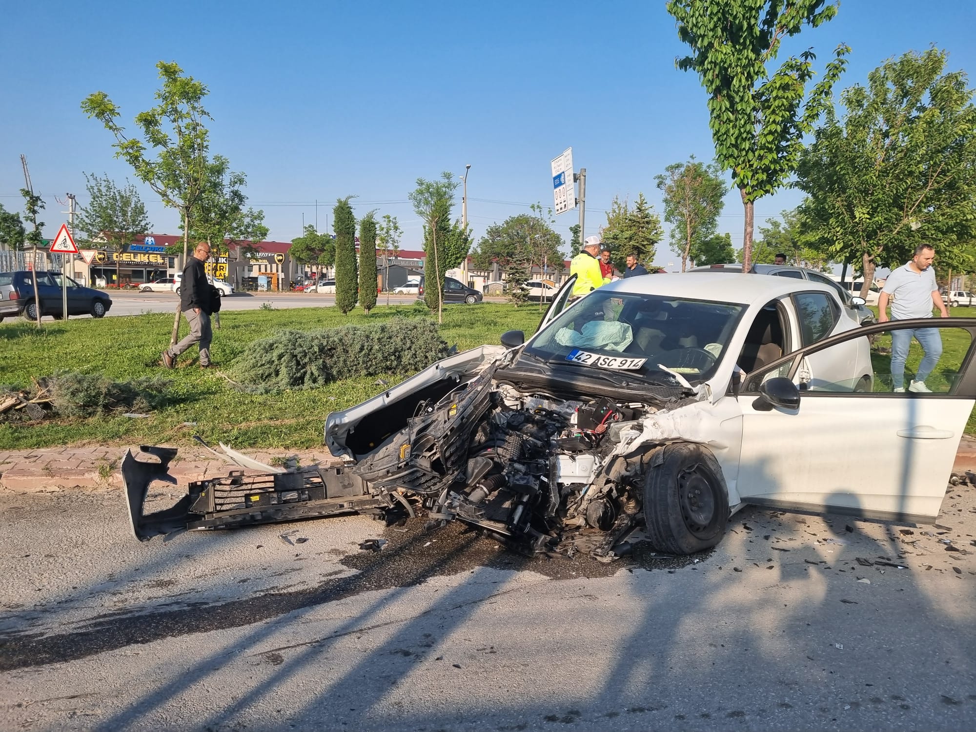 Konya'da Korkutan Ağaç Çarpması: Sürücü Son Anda Durabildi