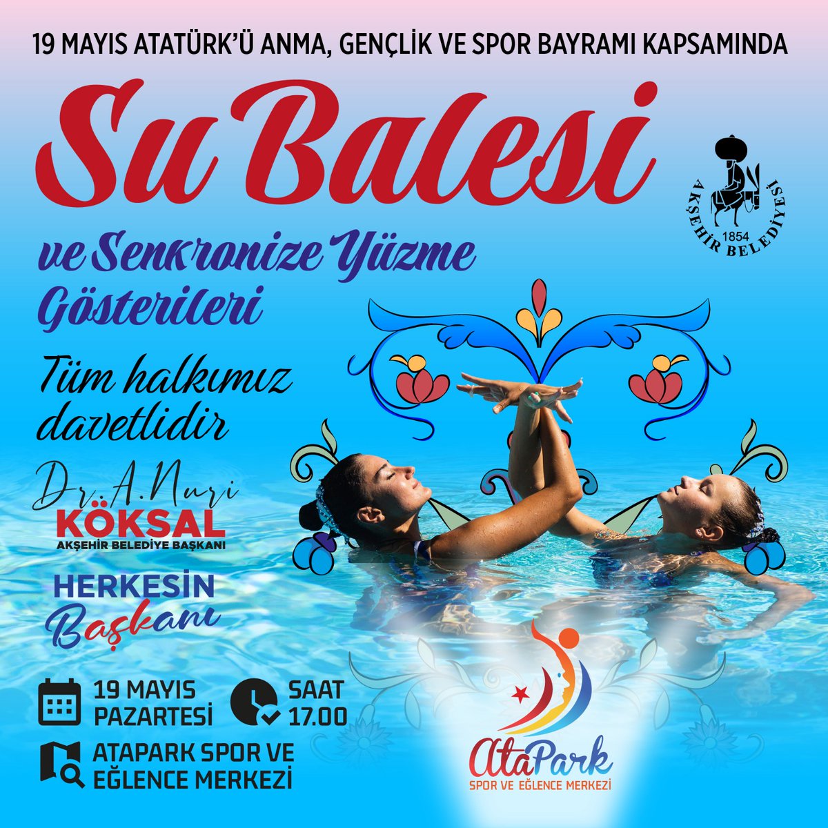Akşehir'de 19 Mayıs Coşkusu Su Balesi ve Senkronize Yüzme Gösterileriyle Taçlanacak