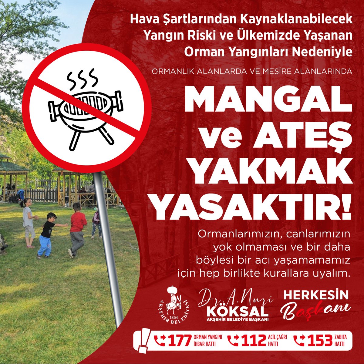 Akşehir'de Orman Yangını Riskine Karşı Mangal Yasağı